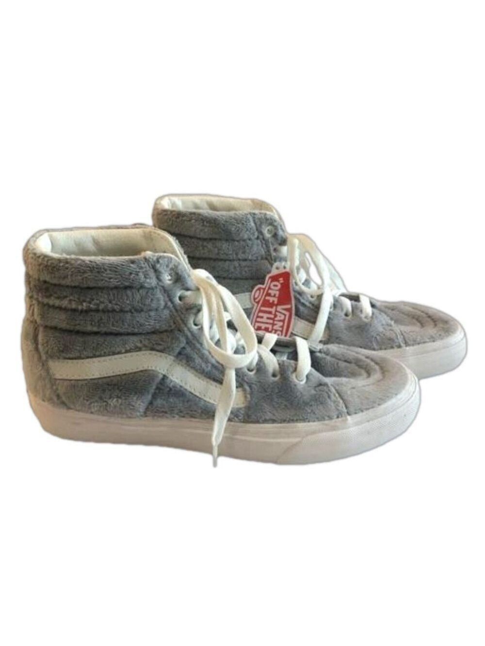 Vans Size Men 7 Women 8.5 faux fur high top sneakers. NWT gray white unisex